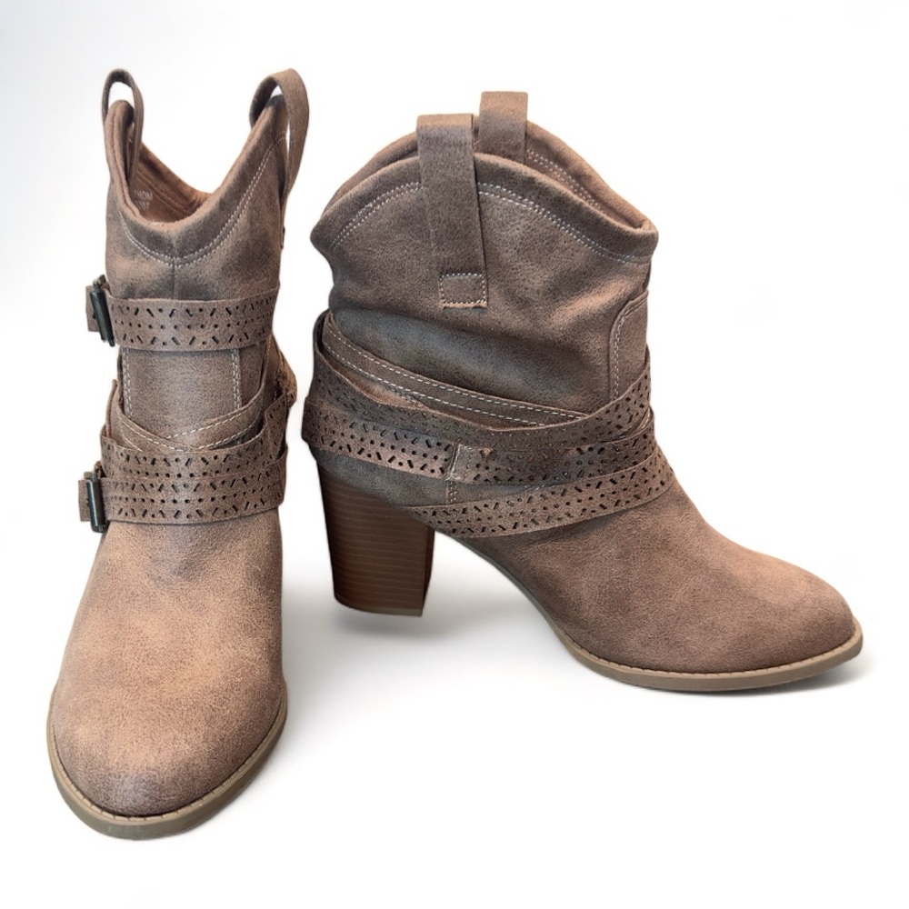Wallflower Strappy Ankle Boot with Stacked Block Heel
